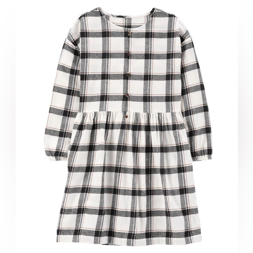 Carter's Black and White Plaid Long-Sleeve Dress